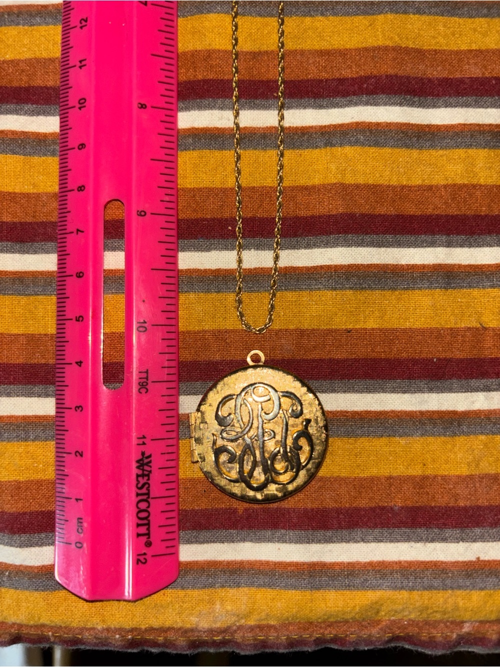 Gold-Tone Monogram Locket Necklace